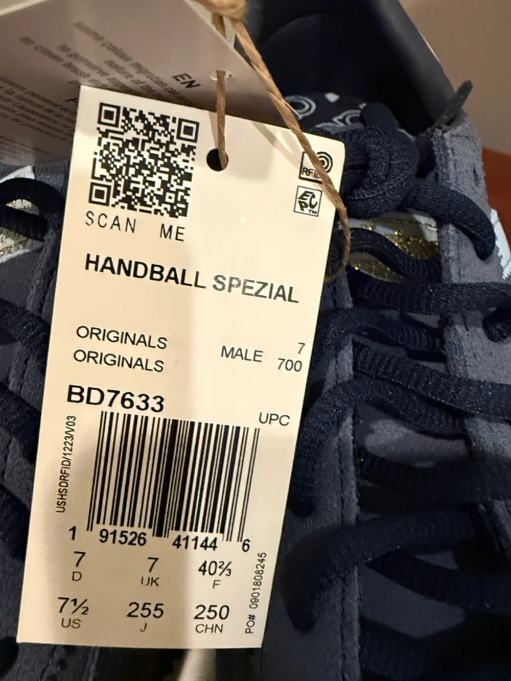 Adidas Handball Spezial Blue Suede Casual Sneakers with Light Blue Stripes - Picture 3 of 9
